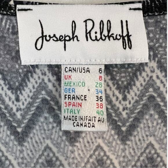 Joseph Ribkoff Black White Colorblock Stretch Zig-Zag Chevron Dress - Picture 8 of 16